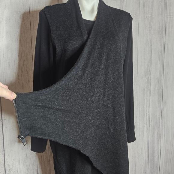 All Saints Drina Draped Assymetrical Mini Black Merino Wool Dress, sz US 8/UK 12 - Picture 6 of 8